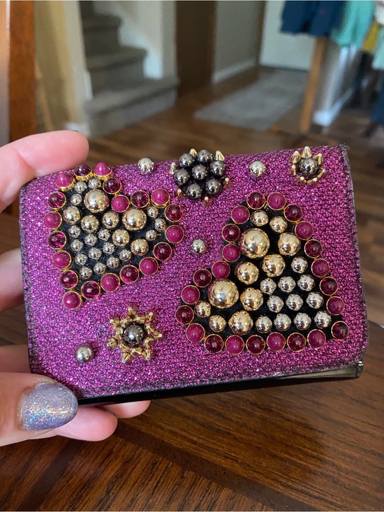 Christian Louboutin Handbags - Christian Louboutin Embellished Glitter Card Holder Wallet - Pink-